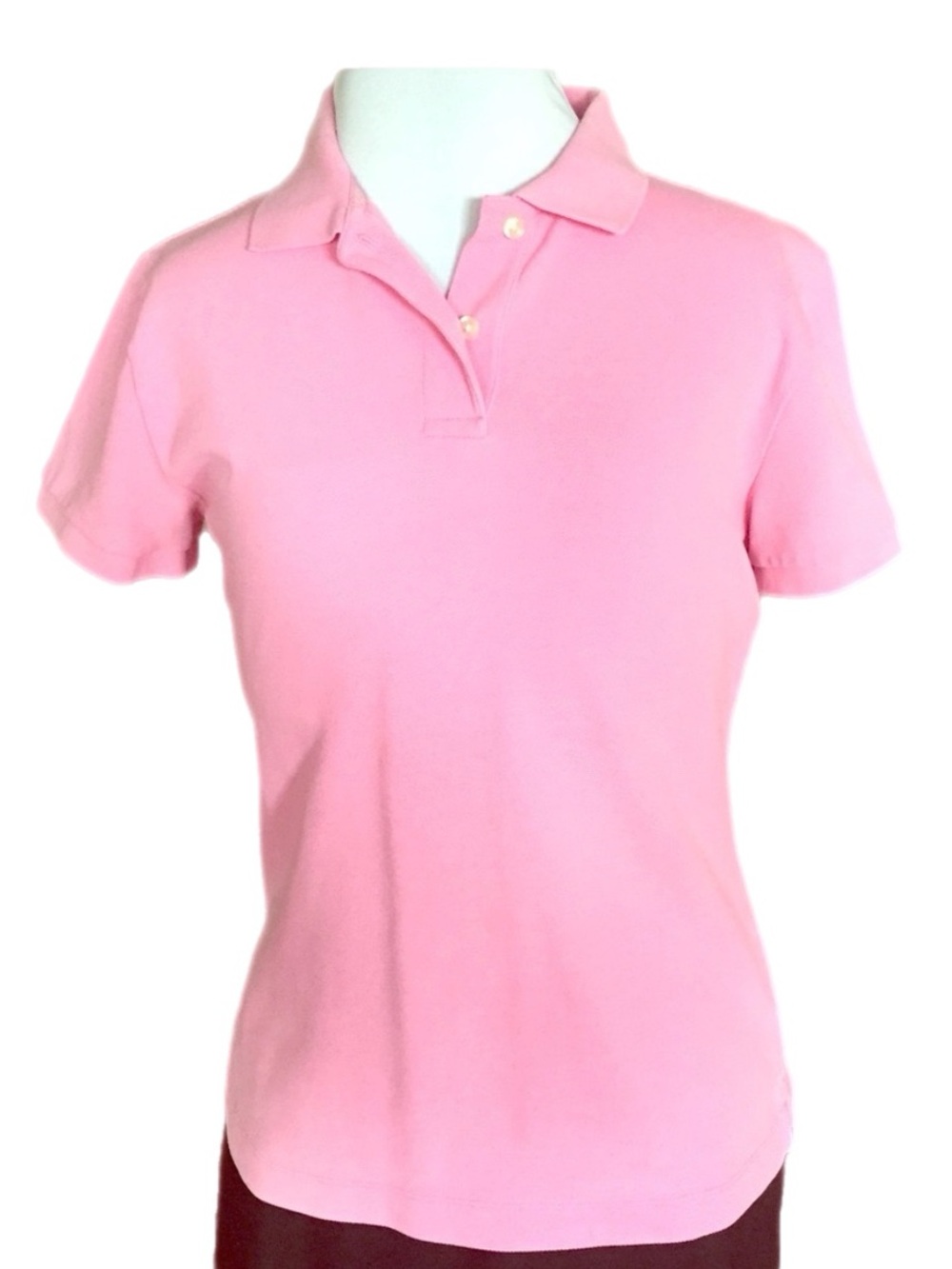 Y2K Vintage Lands' End Cotton Piqué Bubble Gum PinkShort Sleeve Polo - Small